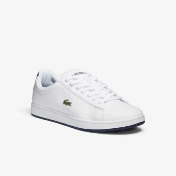 Lacoste Carnaby Evo Leather Sneakers Pánské - Tenisky Bílé / Tmavě Blankyt | CZ-y3u8FY